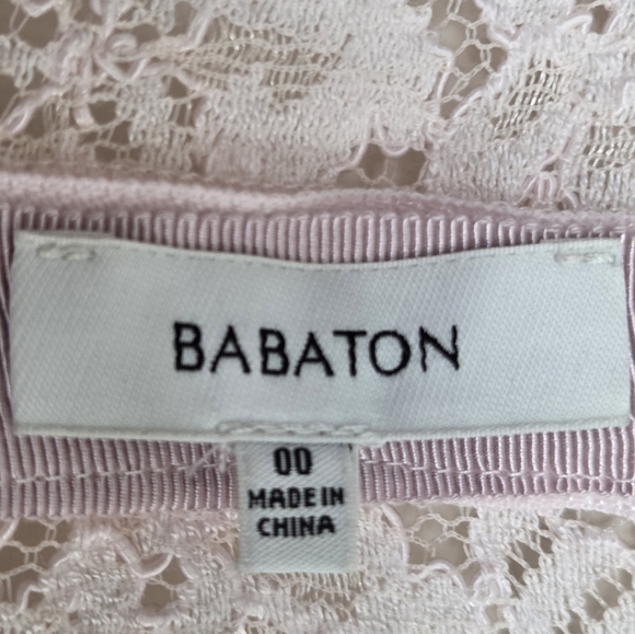 Babaton Pale Pink Lace V-Neck Cap Sleeve Dress - Picture 2 of 4